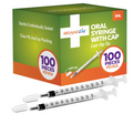 100 Pack 1ML Oral Syringe with Cap