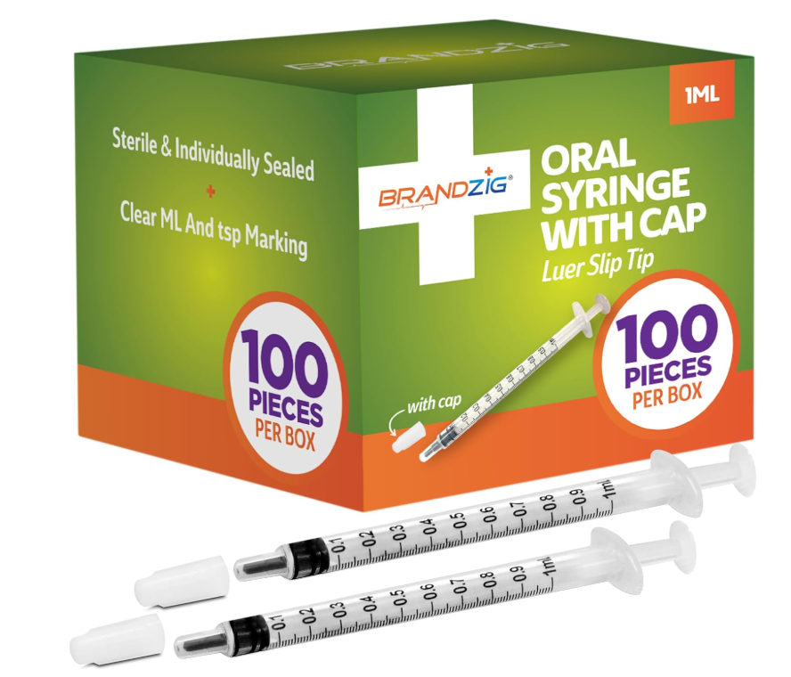 100 Pack 1ML Oral Syringe with Cap