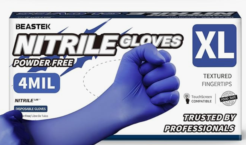 Nitrile Gloves, 4.0 Mil - 100 pcs, Powder-free, Latex Free, Disposable