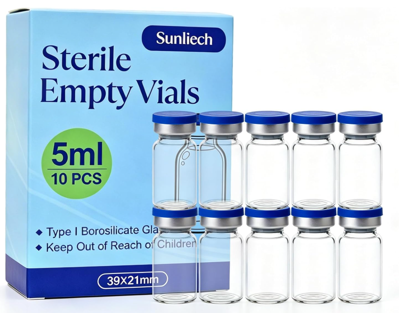 Sterile Empty Glass Vials, Airtight, Sealed w/Self Healting Port