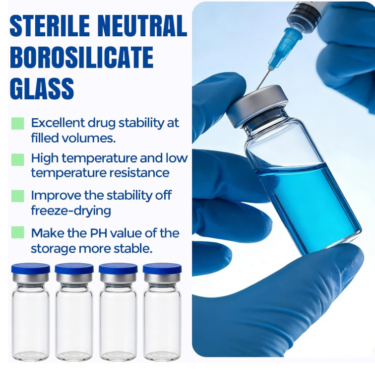 Sterile Empty Glass Vials, Airtight, Sealed w/Self Healting Port