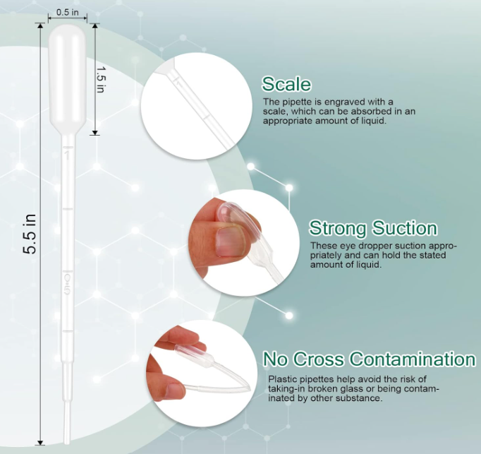 120 PCs. 1ML Premium Disposable Plastic Transfer Pipettes