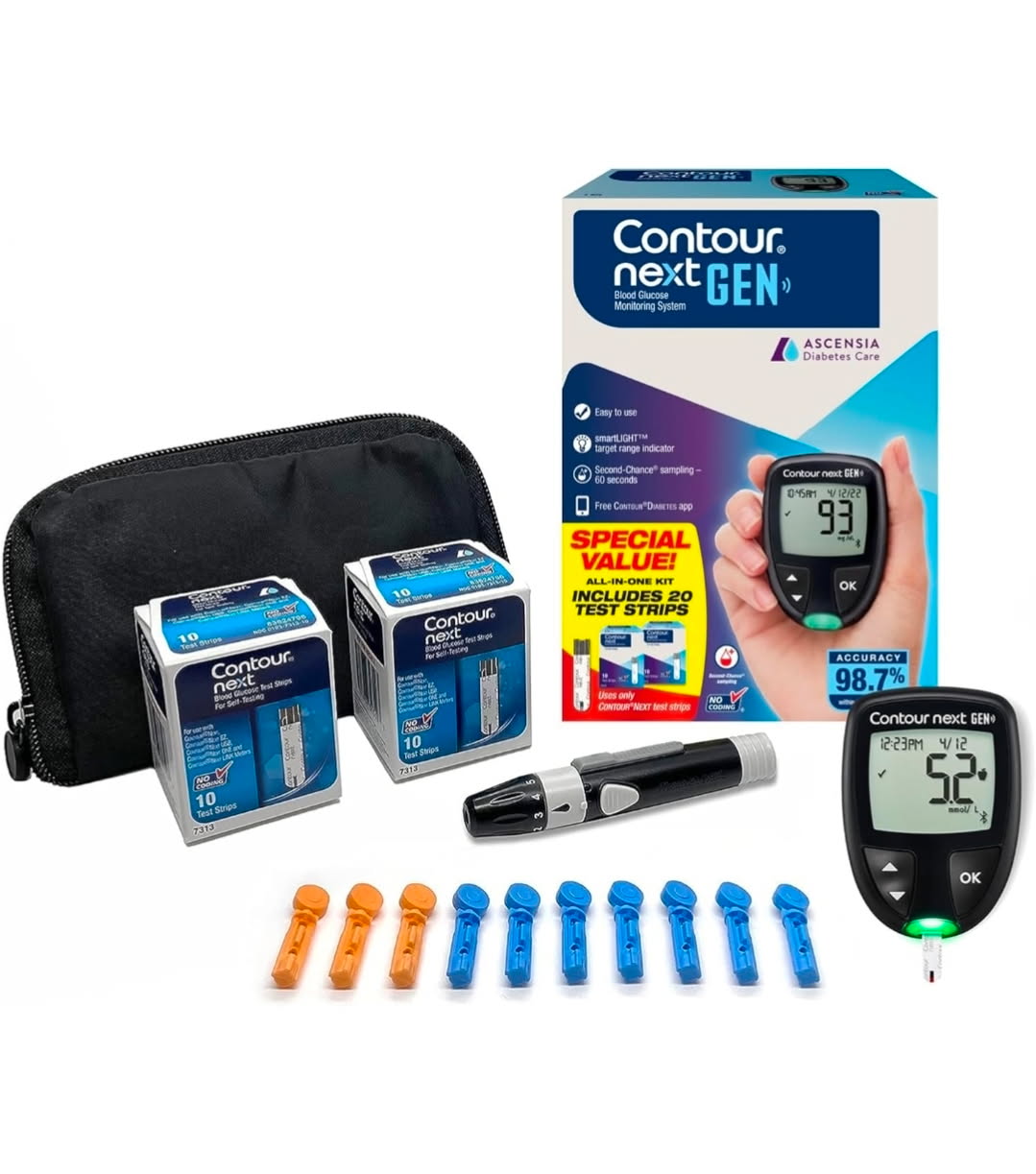 Ascensia Contour Next Gen Blood Glucose Monitor All-In-One Kit