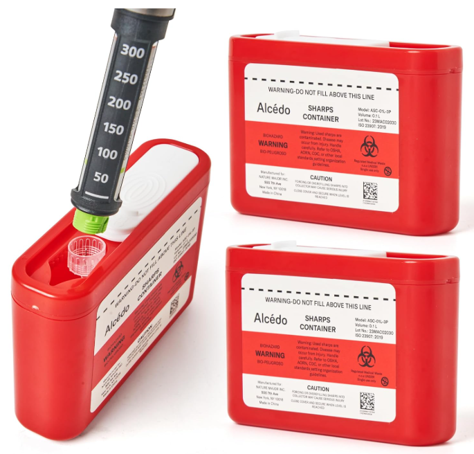 Alcedo Portable Sharps Container for Travel & Home Use (3-pack)